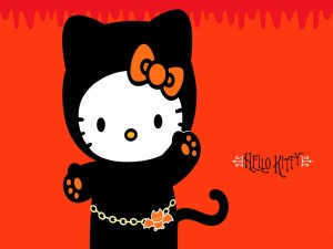 Hello Kitty con un disfraz de Halloween