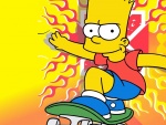 Bart Simpson sobre su monopatín
