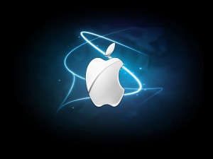 Logotipo de Apple con líneas azules