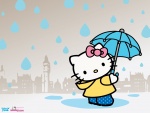 Hello Kitty bajo la lluvia