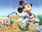 Mickey y Pluto van a la playa