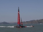 Competición de vela en la bahía de San Francisco
