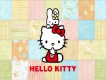 Hello Kitty sobre un fondo de telas
