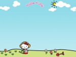 Hello Kitty regando el jardín