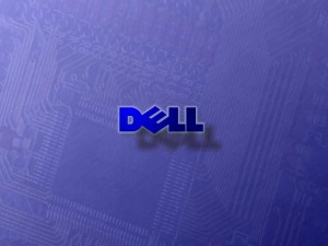 Postal: Logo de Dell sobre un circuito electrónico