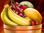 Frutero con plátanos y otras frutas