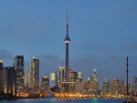 Vista nocturna de la ciudad de Toronto, Canadá