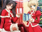 Chicas manga con regalos de Navidad