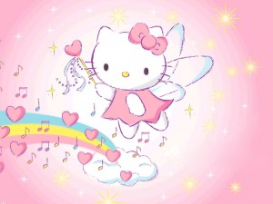 Hello Kitty en el arco iris