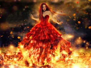 Postal: Mujer de fuego
