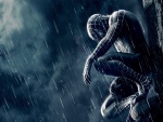 Spiderman bajo la lluvia