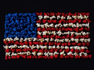 Bandera de USA formada por palomitas de colores
