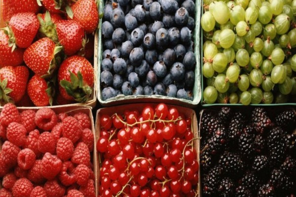 Frutos rojos y uvas