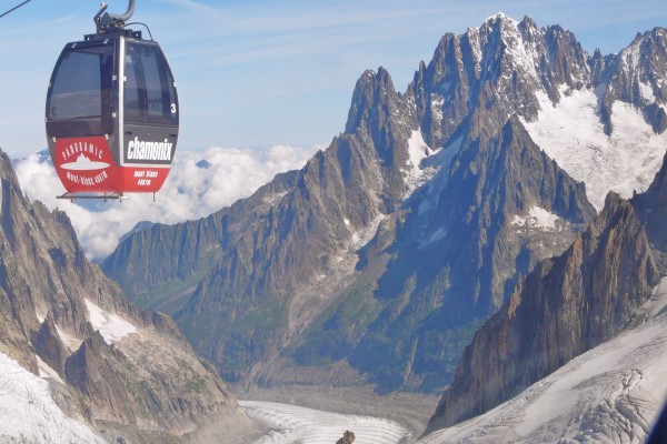 Teleférico sobre el Mont Blanc