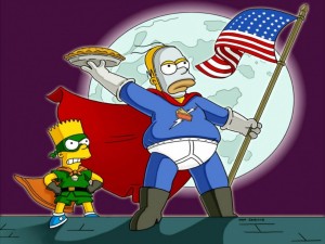 Postal: Homer y Bart, los vengadores