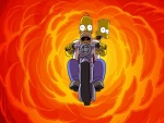 Homer y Bart en moto