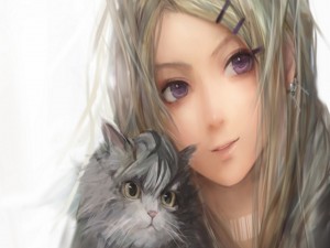 Chica con su gato