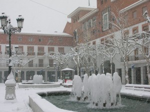 Nevada en la Plaza Mayor de Torrejón de Ardoz (Madrid, España)