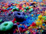 Cereales de colores aplastados