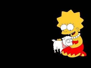 Postal: Lisa Simpson con una oveja