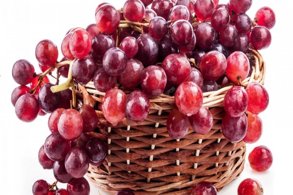 Racimo de uvas en una cesta