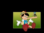 Pepito Grillo en la nariz de Pinocho