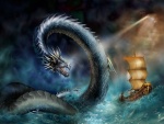 Dragón atacando en el mar