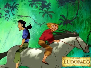 Postal: A caballo en "The Road to El Dorado"