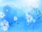 Flores sobre un fondo azul