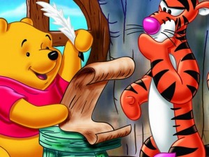 Postal: Pooh y Tiger escriben una carta