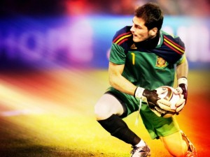 Postal: Iker Casillas como portero de la Selección Española de Fútbol