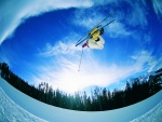 En el aire con los esquís