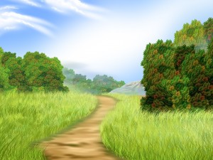 Camino entre vegetación