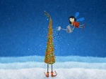 Hada regando su árbol de Navidad