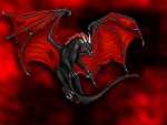 Dragón negro de alas rojas