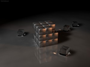 Postal: Cubo de Rubik de cristal