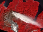 Efecto de un volcán desde el espacio