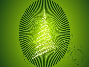 Árbol de Navidad en un fondo verde