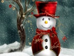 Muñeco de nieve vestido elegantemente