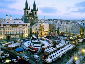 Postal: Praga en Navidad