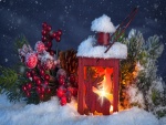 Lámpara decorativa y adornos para festejar Navidad y Año Nuevo