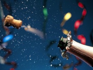 Postal: Descorchando el champán en Año Nuevo