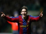 Messi feliz por el gol