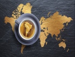 Mapa de América del Sur en una taza de café