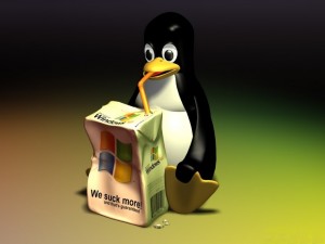 Postal: Linux bebiéndose a Windows