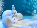 Muñeco de nieve y bolas blancas