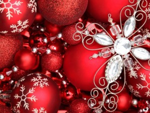 Postal: Bolas y luces para adornar en Navidad y Año Nuevo