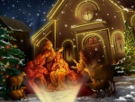 Un portal navideño con la sagrada familia