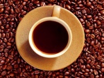 Taza sobre granos de café