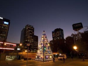 Postal: Luces de Navidad en AZCA (Centro de Negocios y Oficinas en Madrid, España)